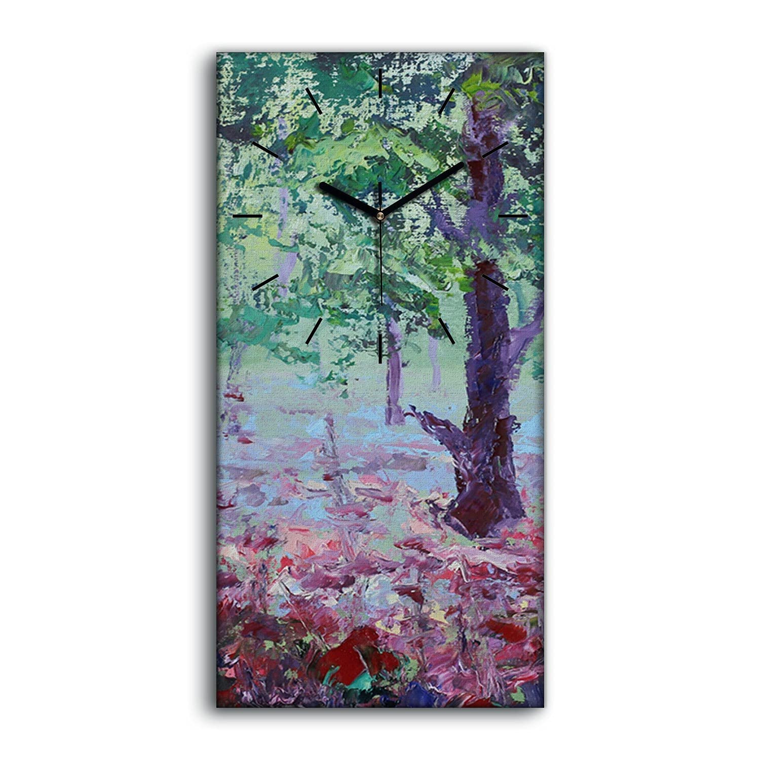Horloge sur toile Coloray 30x60cm design moderne et silencieux avec poppies rouges pour salon