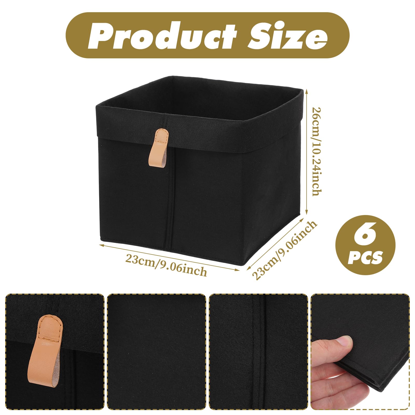 MAQUITA 6 Stück Aufbewahrungswürfel, Stoffwürfel, Aufbewahrungskörbe, 22,9 x 22,9 x 25,4 cm, Stoffwürfel, 12 l, faltbare Stoff-Aufbewahrungskörbe, Organizer für die Organisation von Kleidung
