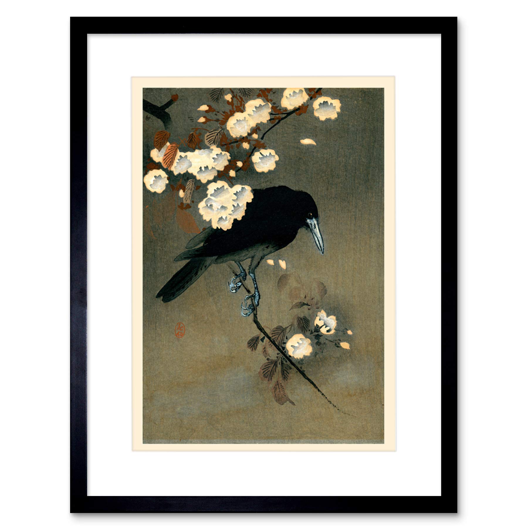 Wee Blue Coo Koson Crow & Blossom Framed Wall Art Print