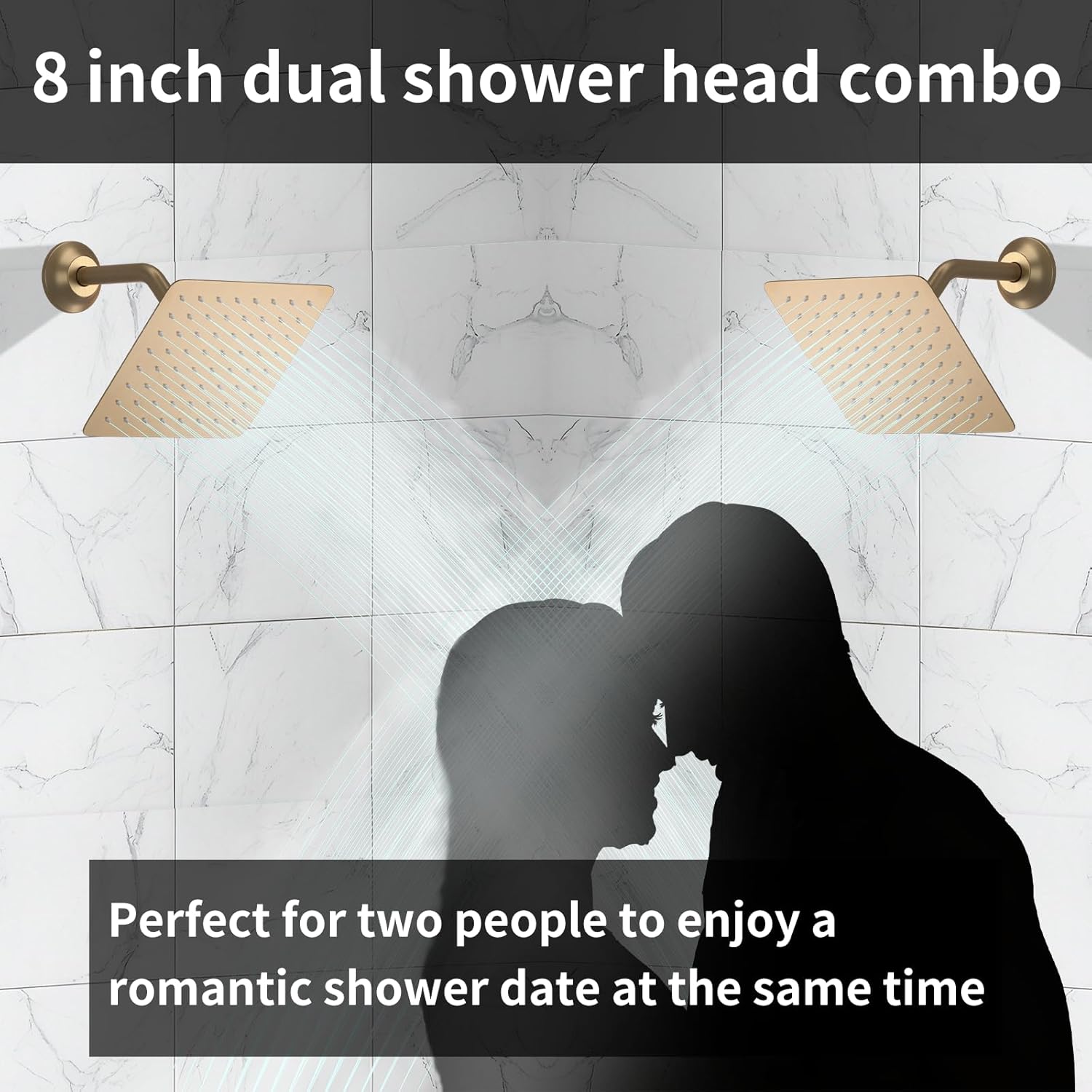 AYIVG Bathroom 4 Functions 3 Rainfall Shower System Ceiling Mount 12 Inch 8+8 Inch Wall Mount Rain And Handheld Shower Head With Temperature Display Shower Faucet Set (Brushed Gold)