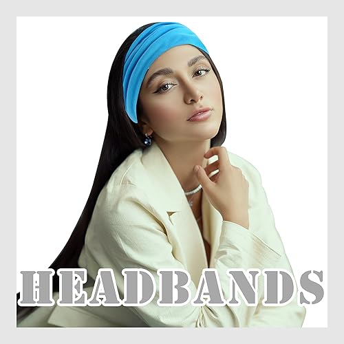 Miniatura 6 de FULZTEY Diademas anchas para mujer, bandas para el pelo antideslizantes, bandas gruesas anudadas para la cabeza, turbante amarillo, elásticas, para