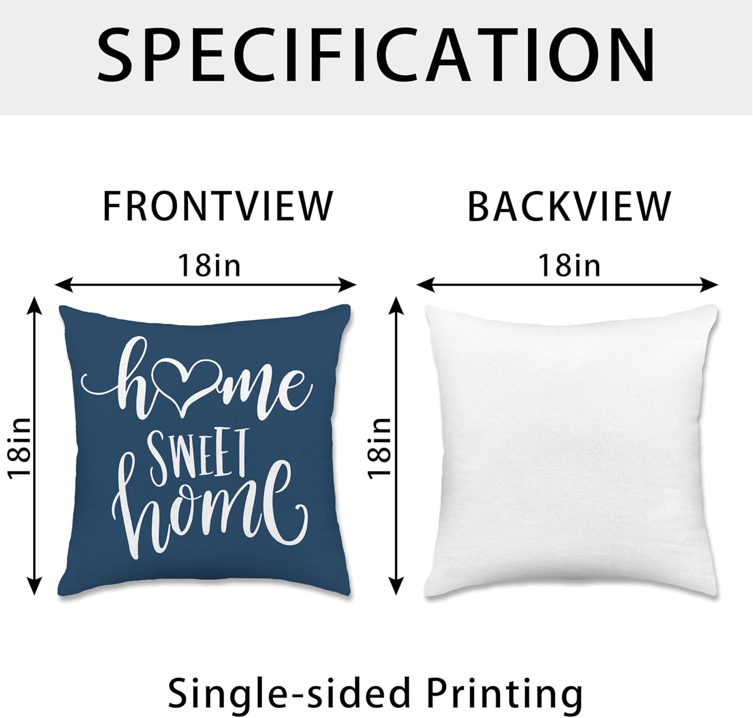 Hexagram Geometric Blue Pillow Covers 18x18 Set of 4, Decorative Outdoor Boho Modern Throw Pillow Covers, Home Sweet Home Farmhouse Cushion Case for Couch Sofa Bedroom Indoor Decor(No Insert) - Image 4