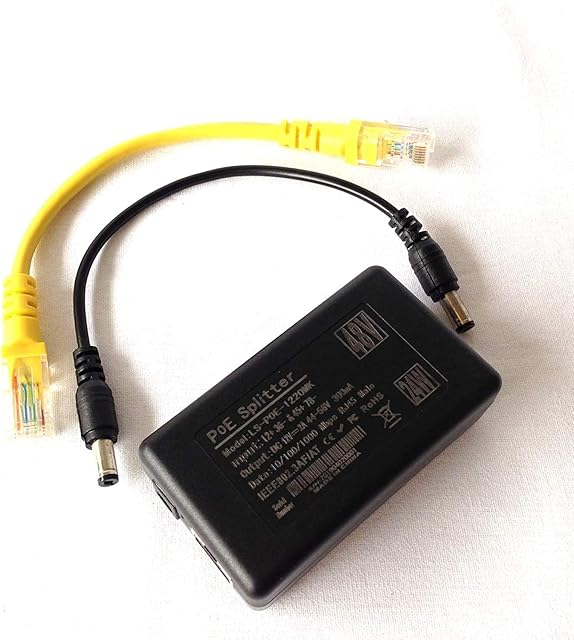 DSLRKIT Gigabit 802.3at 24Watt Active PoE Splitter 48V to 12V 2A Power Over Ethernet