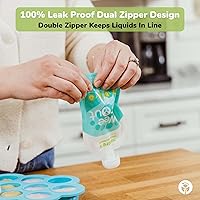 Vista 6 de WeeSprout Bolsas de comida reutilizables con doble cremallera (verde, 7 onzas líquidas)