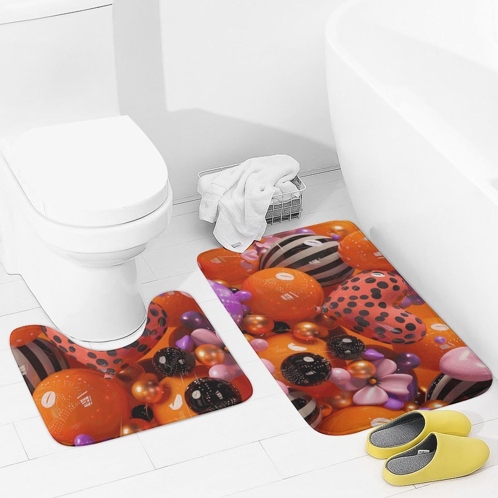 Lot de 2 tapis de bain absorbants et antidérapants pour toilette U