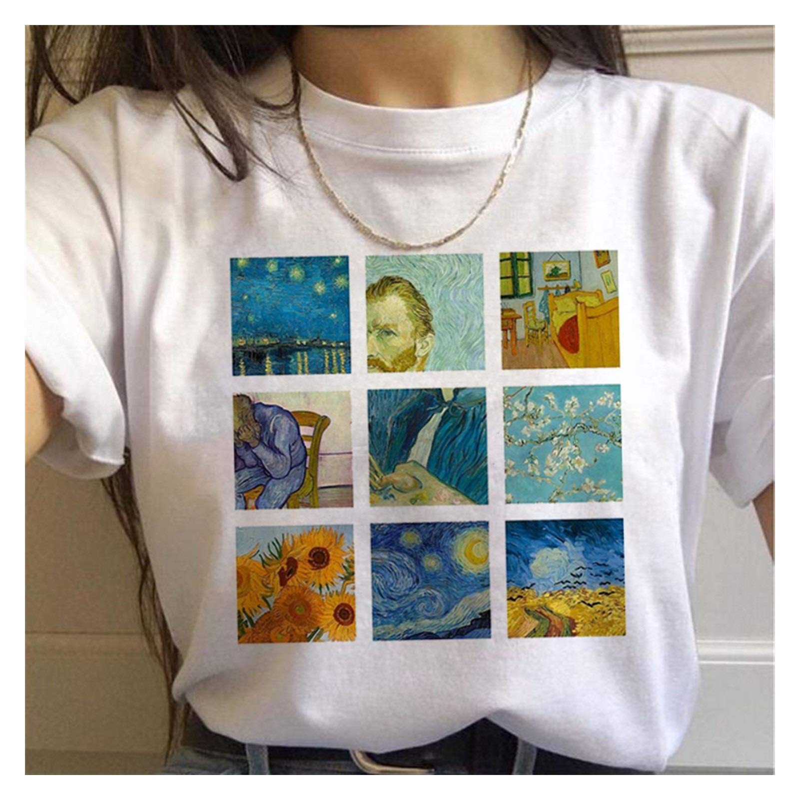 LIWEIKE 90s Vintage T-Shirt Fashion Top Tees Female Vincent Van 