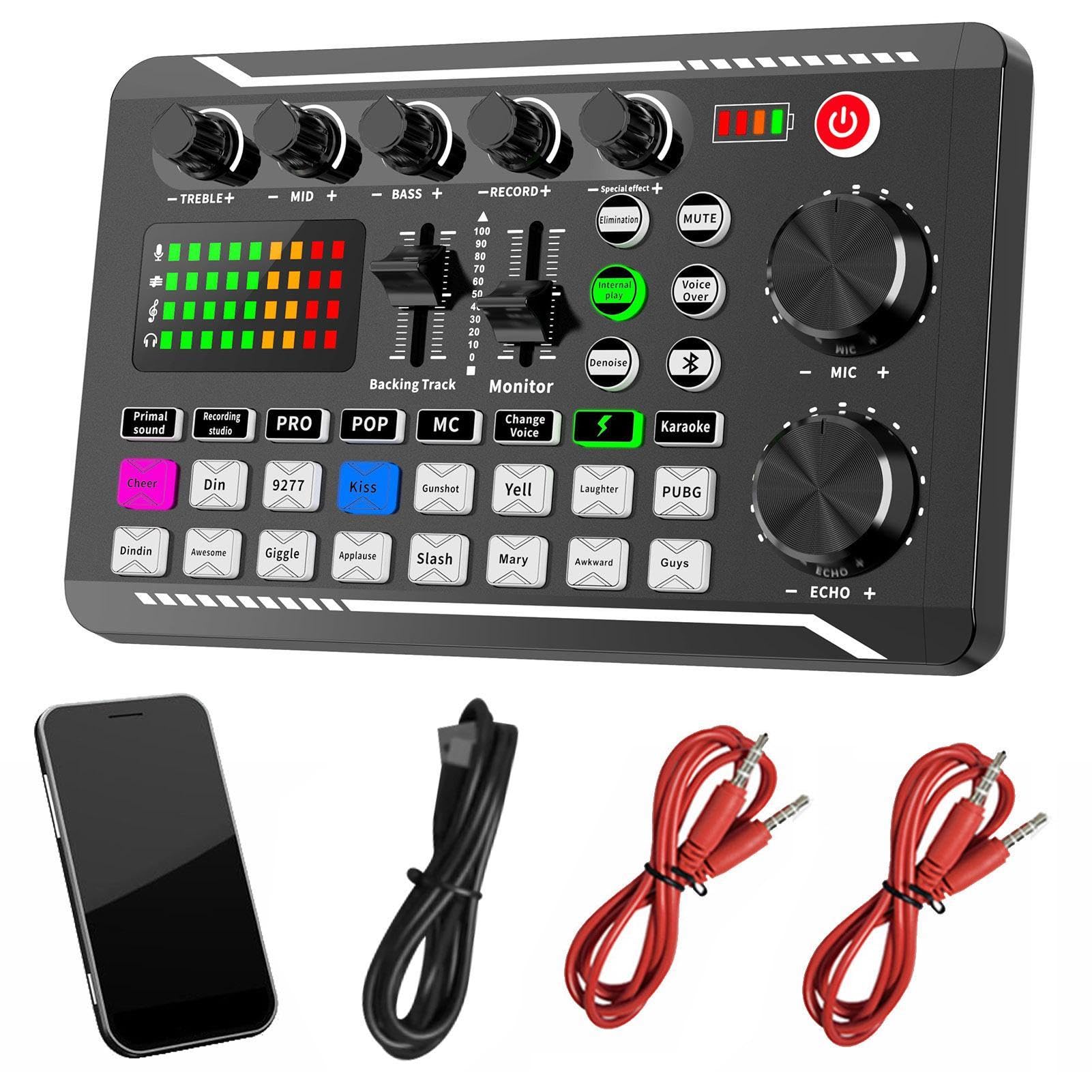 Kit scheda audio - scheda audio F998, pacchetto di attrezzature podcast | professionali | Kit scheda audio con microfono per podcast, pacchetto di apparecchiature di trasmissione in versione i