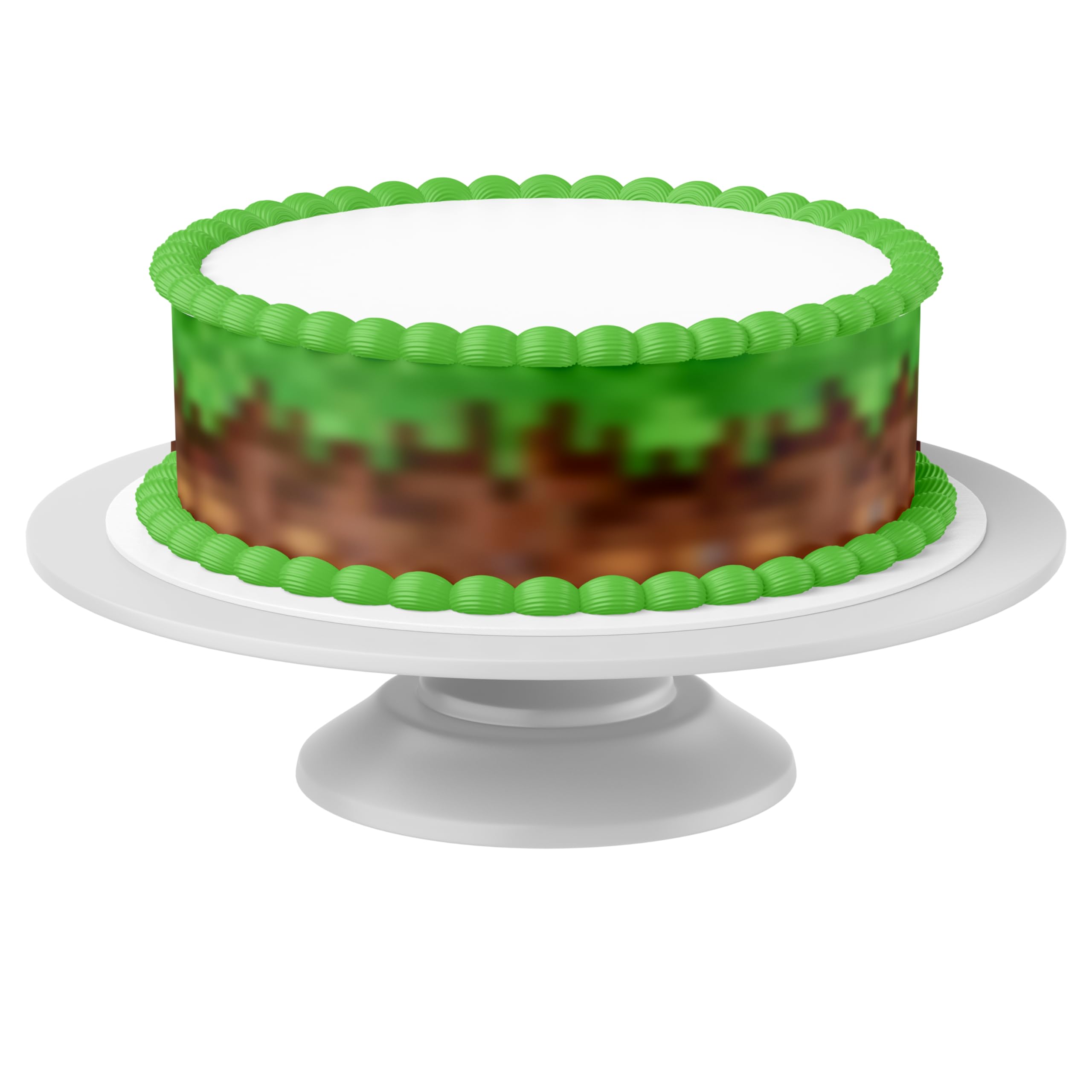 Tortenband Pixel Gras essbar - 4 Stück á 24cm x 5cm passend für Torten bis 30 cm zum mitessen - kreative Dekoration für Torten