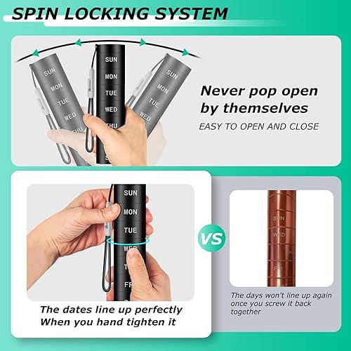 Miniatura 5 de Pastillero impermeable de aleación de aluminio 3 veces al día, pastillero de metal, pequeño pastillero diario para bolso, contenedor portátil de