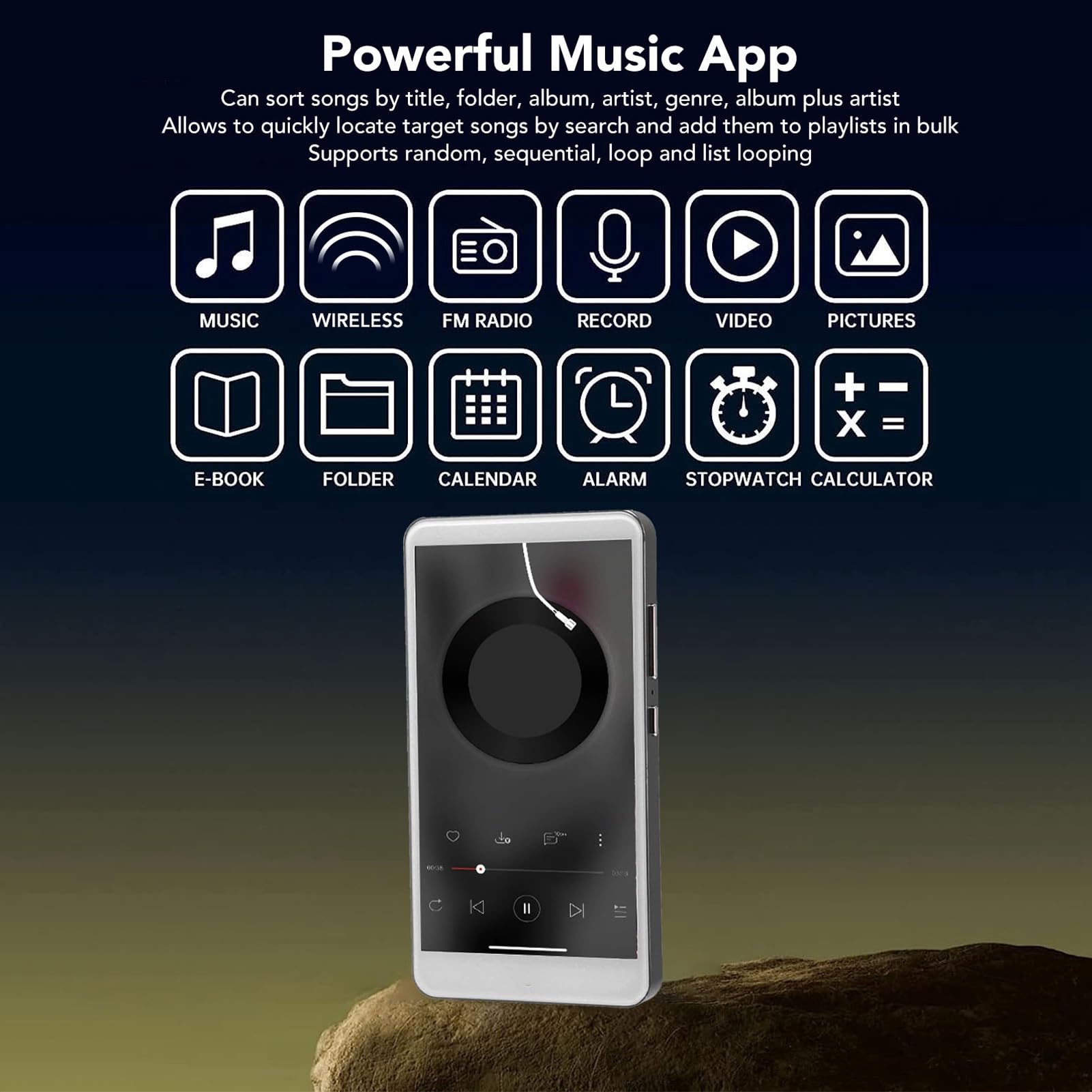 VBESTLIFE Reproductor MP4 Portátil para Android Pantalla Full Touch HD de 5.0 Pulgadas, Reproductor de Música Bluetooth y WiFi con Reducción de Ruido Radio FM y Soporte para Fotos (Blue)