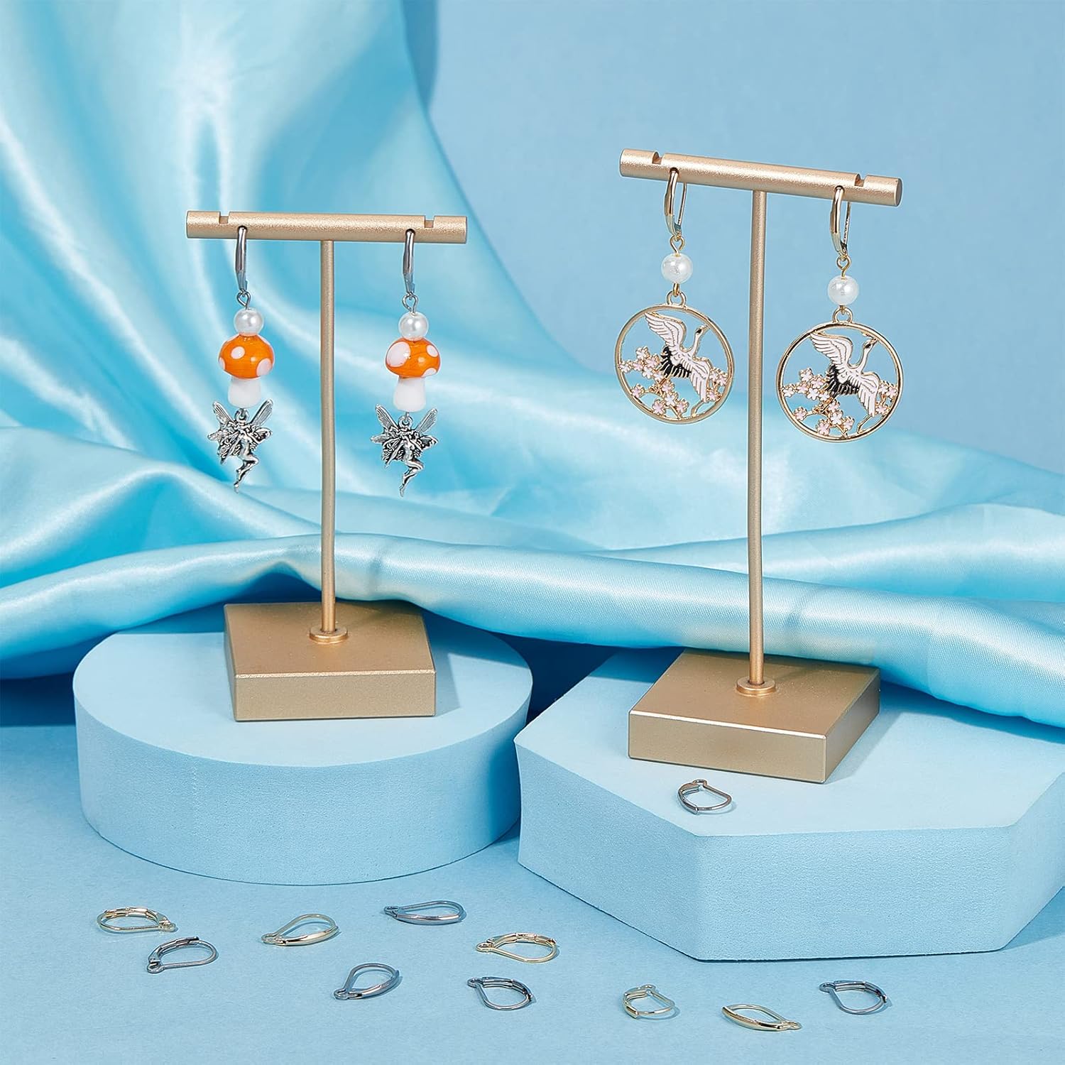 SUNNYCLUE 1 Box 60Pcs Silver 24K Gold Plated Gold French Earring Hooks Leverback Earring Findings Leverbacks 6.5x10mm Lever Back Earwires for Jewelry Making DIY Earrings Crochet Stitch Markers Craft - Image 4