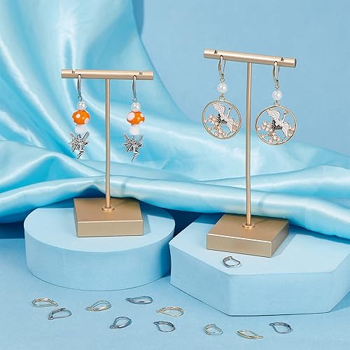 Miniatura 21 de SUNNYCLUE 1 caja de 80 ganchos para aretes chapados en oro real de 18 quilates, de acero inoxidable con cierre de palanca, aros de palanca para 80