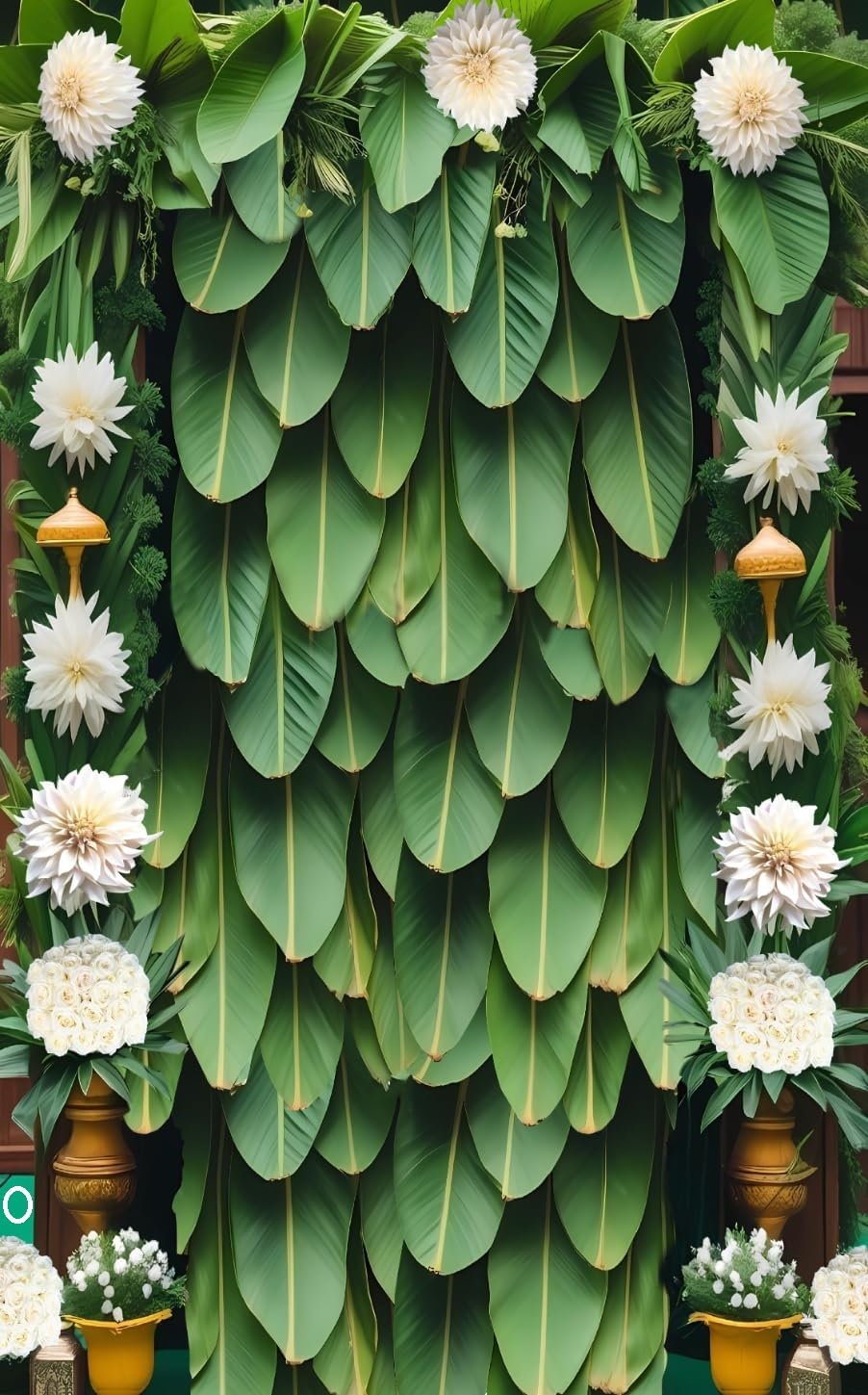 Banana Leaf Backdrop Cloth for Decoration Pooja, Wedding Backdrop, Ganesh Chaturthi, Satyanarayan Pooja, Annaprassana (Aritaku) (Size 5x8 Ft)-image-16