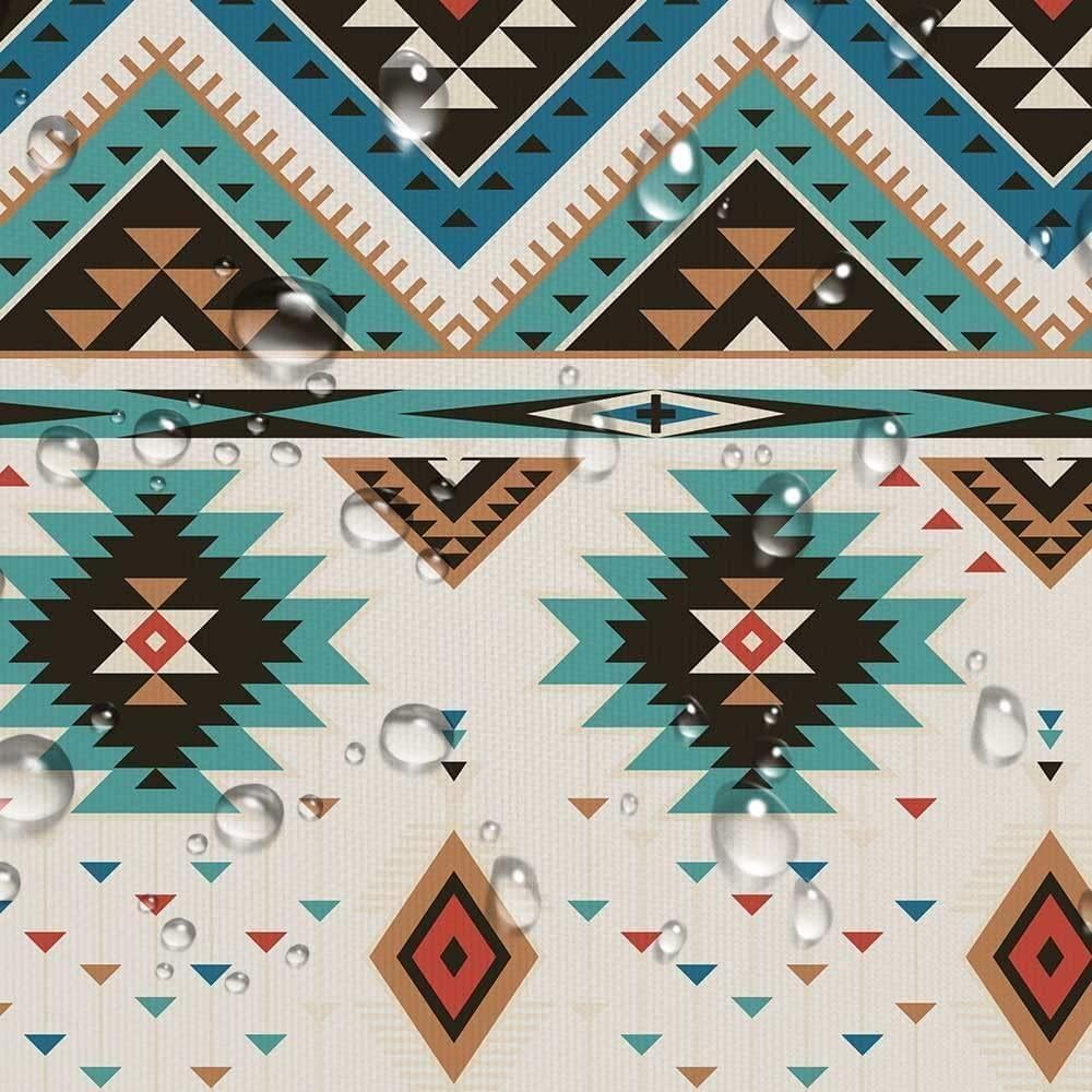 Aztec Shower Curtain,Southwestern Native Tribal Navajo American Ethnic Pattern Western Boho Fabric Bath Curtains, Triangular Geometric Vintage Fabric Bathroom Decor Set with Hooks,72X78 Beige