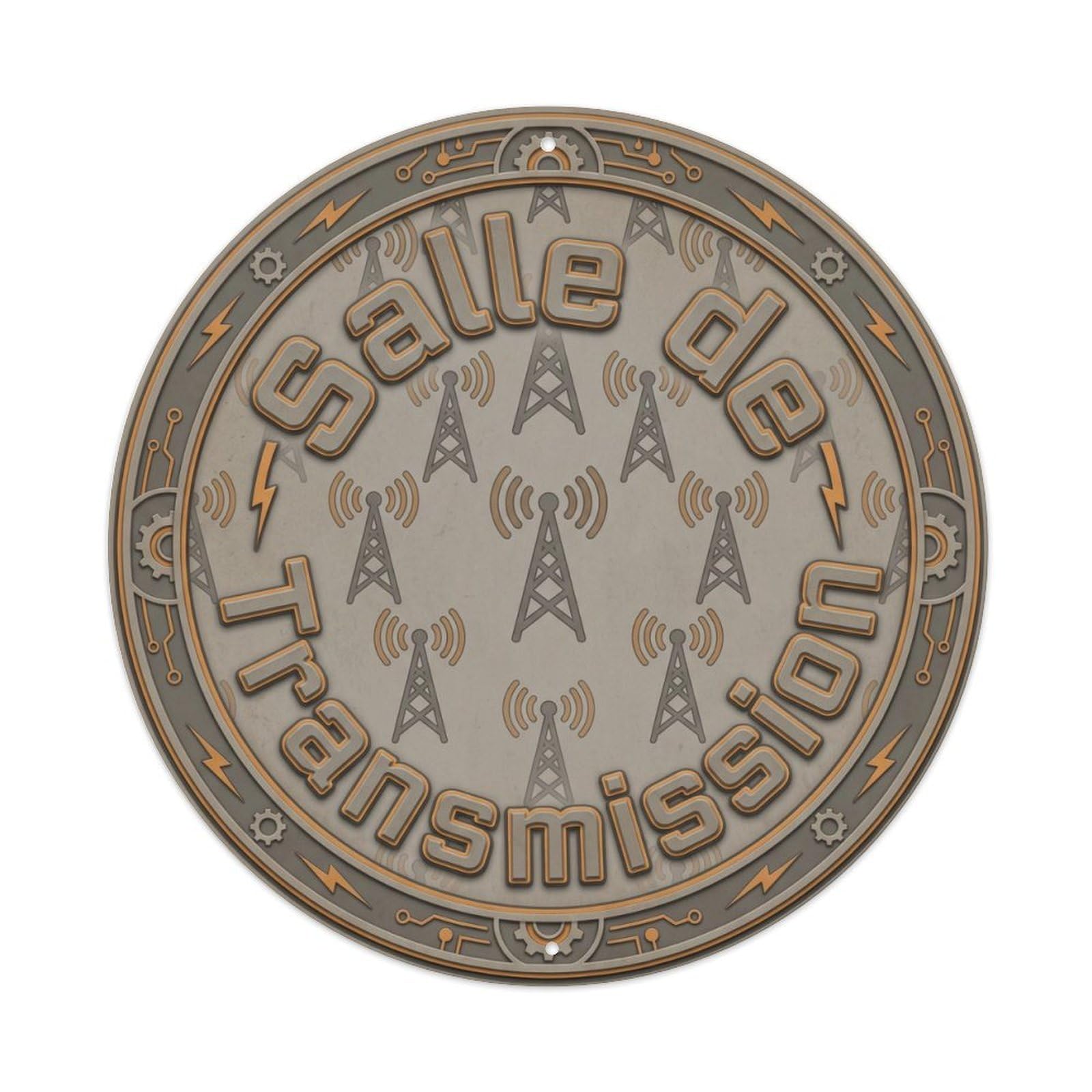 Metal Tin Sign Vintage Salle De Transmission Text Tower