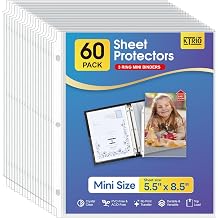 KTRIO Sheet Protectors 5.5 x 8.5 for Mini Binder 60 Pack, Heavyweight | Clear Half Letter Page Protectors, Heavy-Duty Acid-Free Paper Sleeves, 3-Hole Punched, Top Loading for Office, School, Home