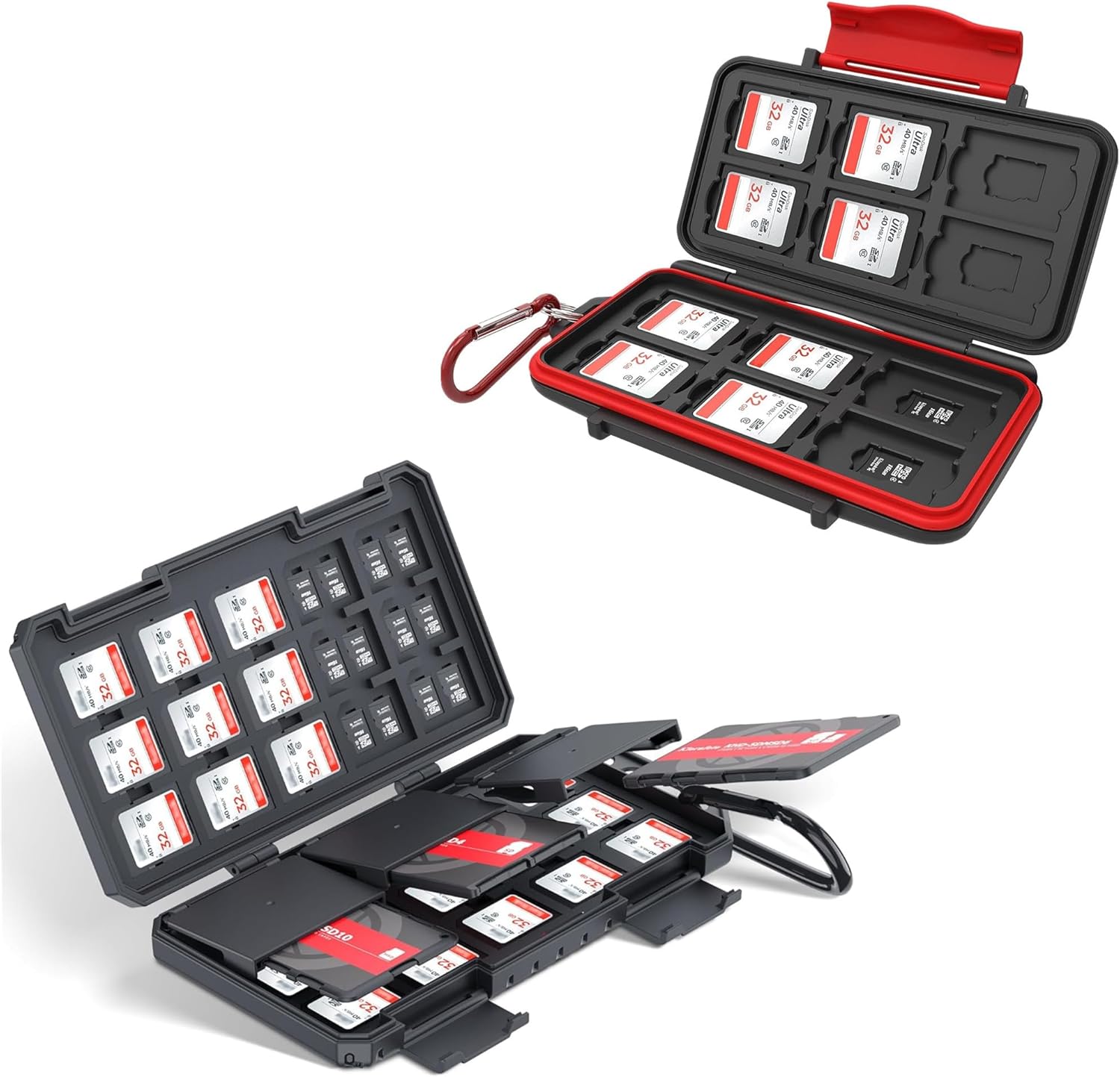 Water-Resistant Memory Card Case + New Memory Card Case: for Storage SD SDXC SDHC & TF MSD Cards