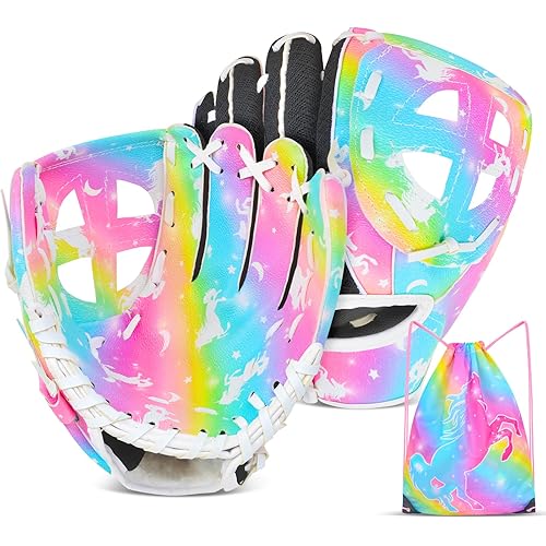 Kids Baseball Glove,Softball Gloves,Baseball Softball Mitt for Kids Girls Toddlers, Tee Ball Glove for Training and Beginner Play, Left Hand Glove, Right Hand Throw