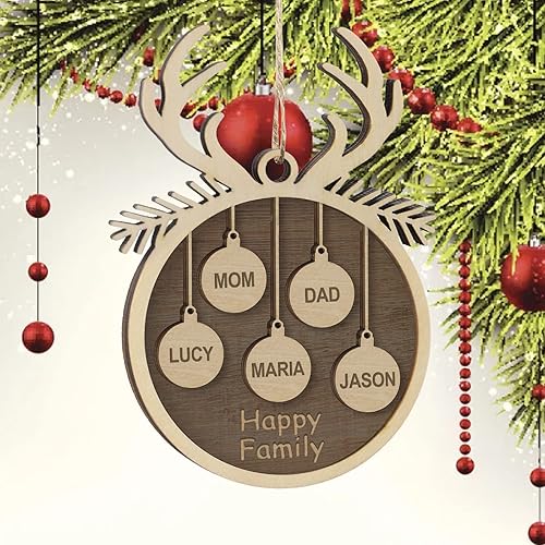 Miniatura 4 de Adornos de Navidad personalizados familiares de 1 2 3 4 5 6 7 8 9 10 adornos de madera personalizados decoraciones de Navidad regalos familiares de 5