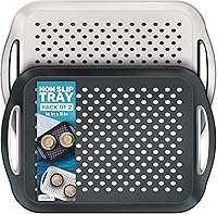 Volila Non-Slip Food Trays for Couch & Bed - 2 Pack Serving Trays with Handles, Black & White, Spill-Proof Dinner Trays