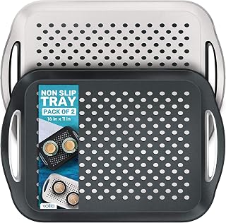 Volila Non-Slip Food Trays for Couch & Bed - 2 Pack Serving Trays with Handles, Black & White, Spill-Proof Dinner Trays