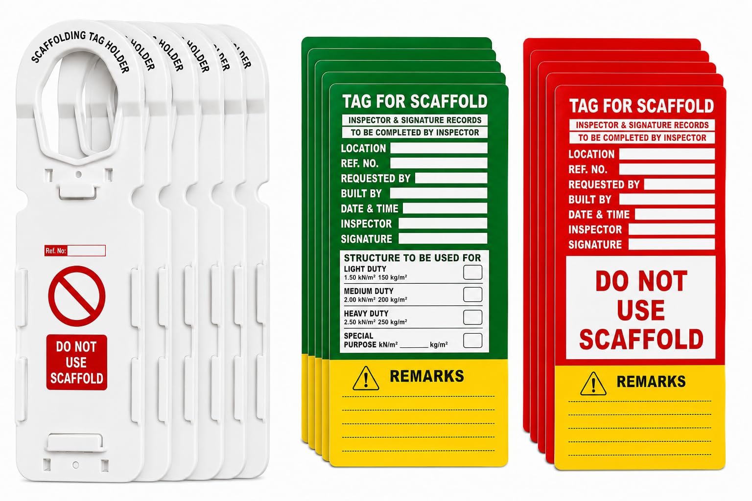 Scaffold Inspection Tag Kit with Holder – Green Safe, Yellow Warning & Red Do Not Use Inserts (Set of 5)-image-26