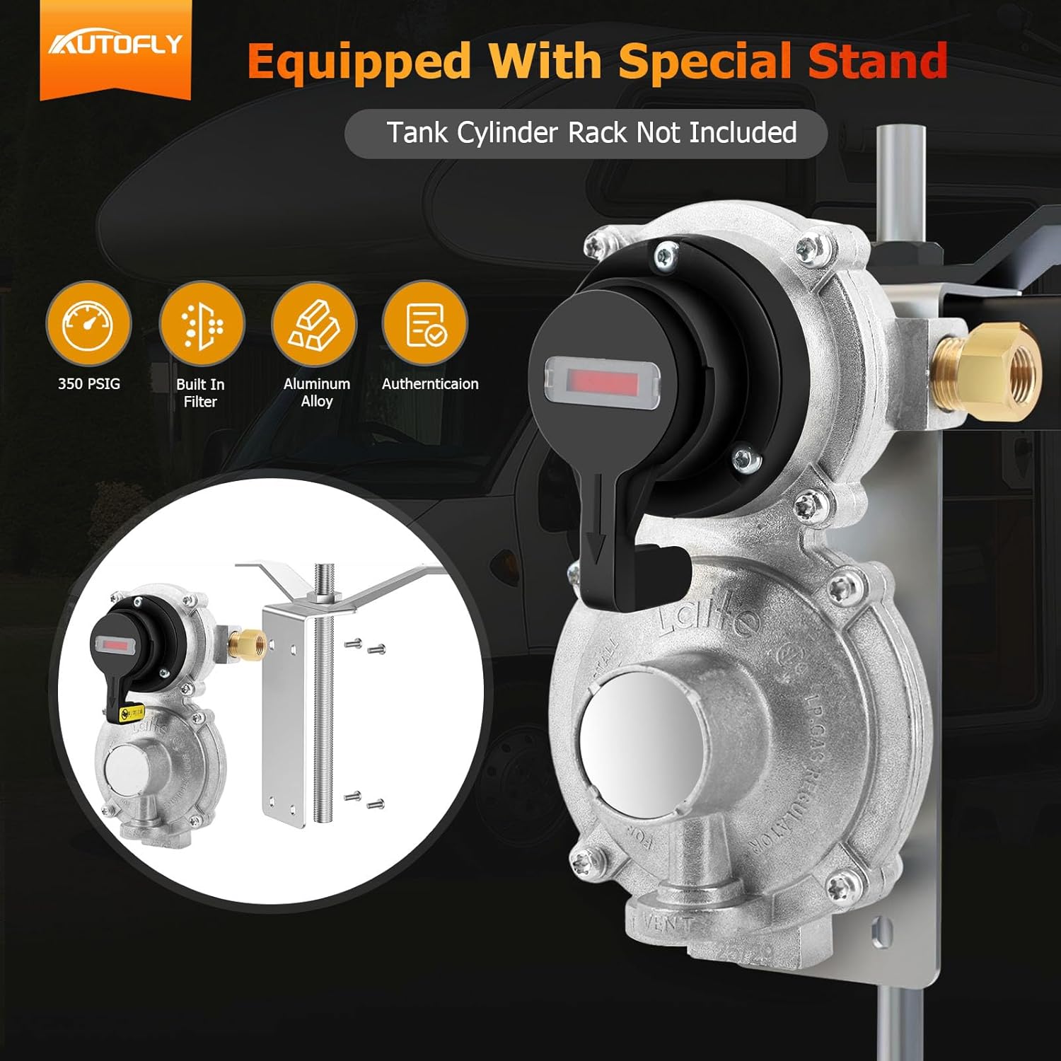 2-Stage Auto Changeover LP Propane Gas Regulator, 6FT(1.8m) Stainless Steel Braided Hose Assemblies, 2 Pack 18" RV Pigtail Propane Hose with Gauge, Dual Propane Tank Regulator for RVs Trailers Campe