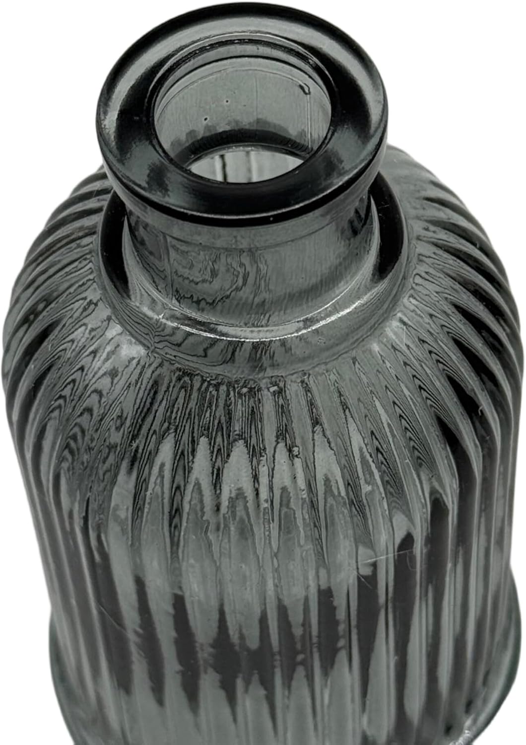 Relaxdays Set of 10 Textured Vintage Glass Vases H 10-14.7cm Small Decorative Vases for Table Decoration Grey