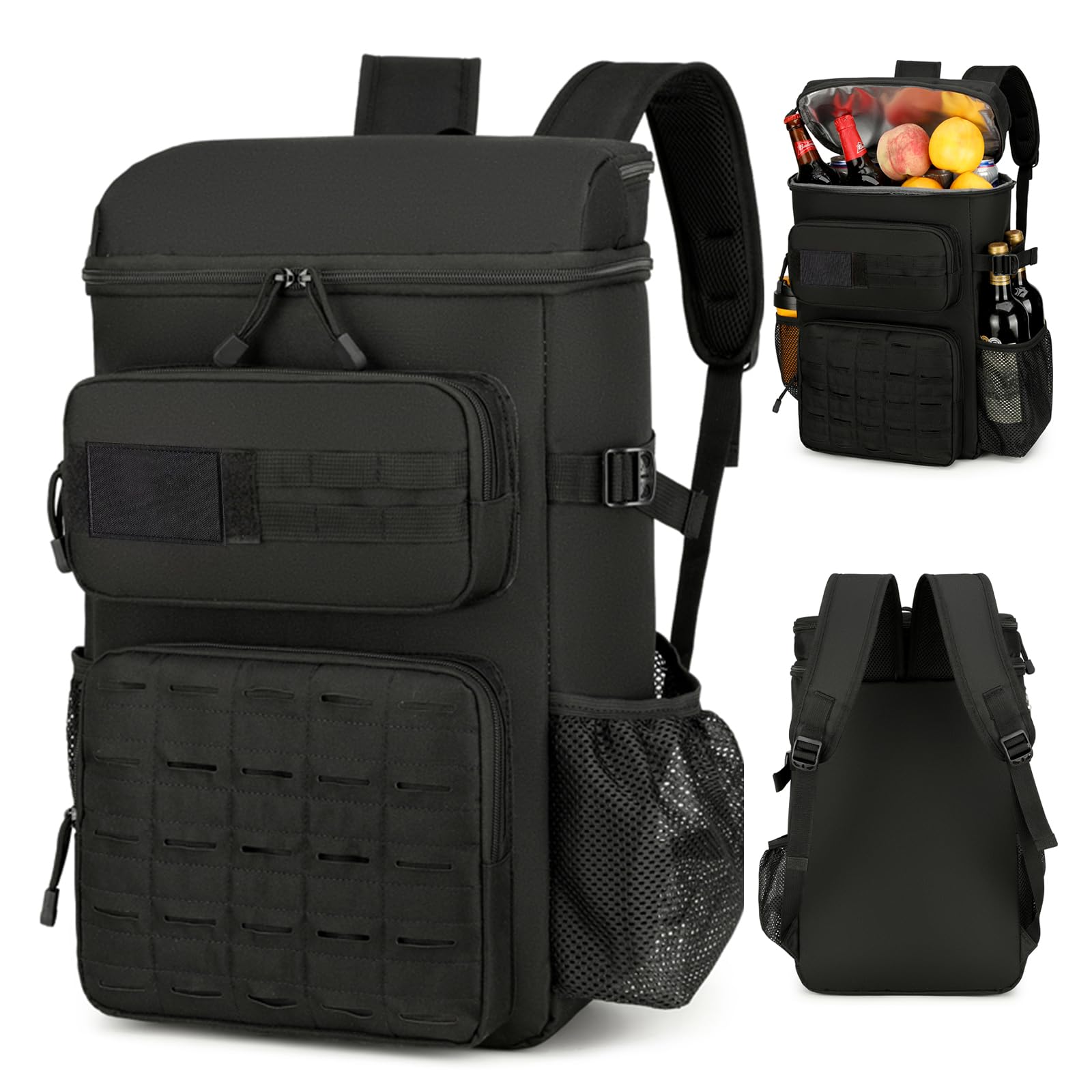 Outplea 30L Tactical Cooler Backpack Insulated Leak-Proof, 30 Cans Lightweight Backpack Cooler Rucksack for Camping Beach Picnic, Black โ image 1