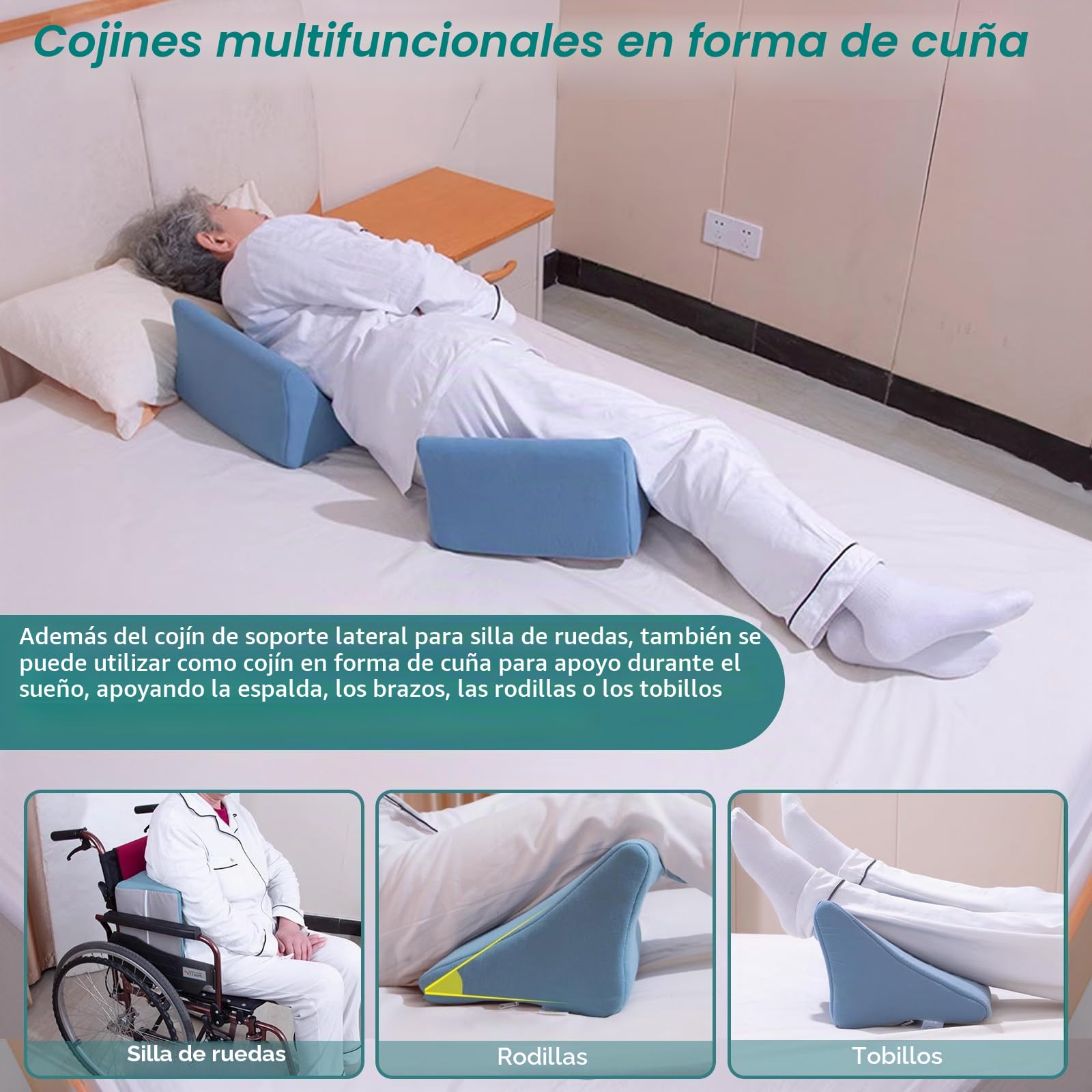 Soporte lateral ergonómico para silla de ruedas: mejora la estabilidad lateral con nuestro cojín especial que proporciona un mejor control de la postura y más comodidad en sillas de ruedas