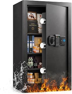 [Upgraded Version] 25.6"H Steel Fireproof Safe, 6.0 Cuft Safe Box with Combination Lock, Smart Alert and Mute Mode, Anti-theft Home Safes for Documents Jewerly Ammo Money
