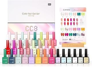 CANNI CC8 30Pcs 9ml Hema-Free Spring Summer Gel Nail Polish Set, Pastel Gel Polish Kit Neon Hot Pink Purple Green Orange Glitter Colors for Salon and DIY Manicure at Home