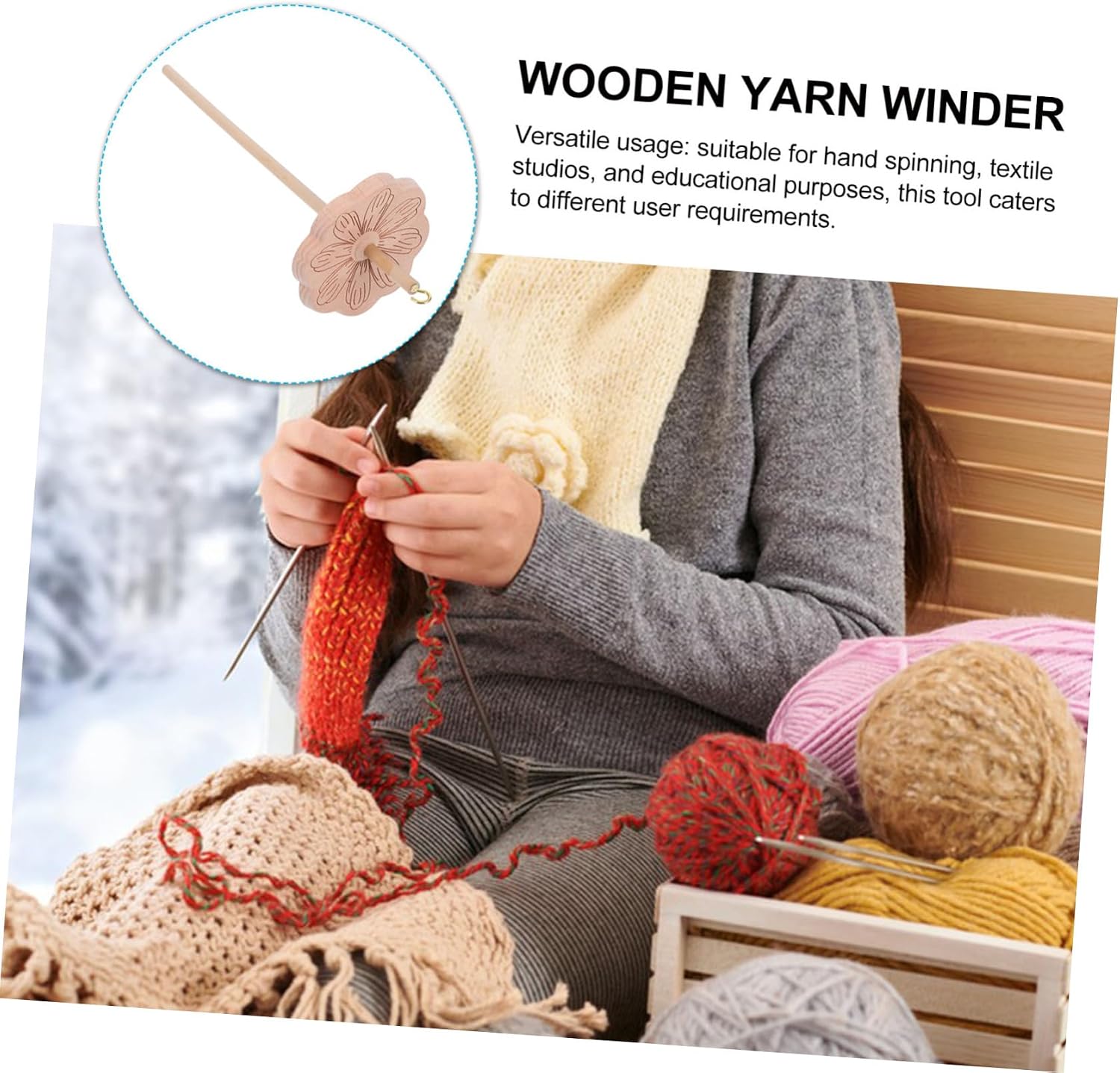Whorl Wooden Yarn Spinner for Wool Spinning Yarn Making Tool Hand Carved Spindles for Crocheting Sturdy Hardwood Spinning Wheel