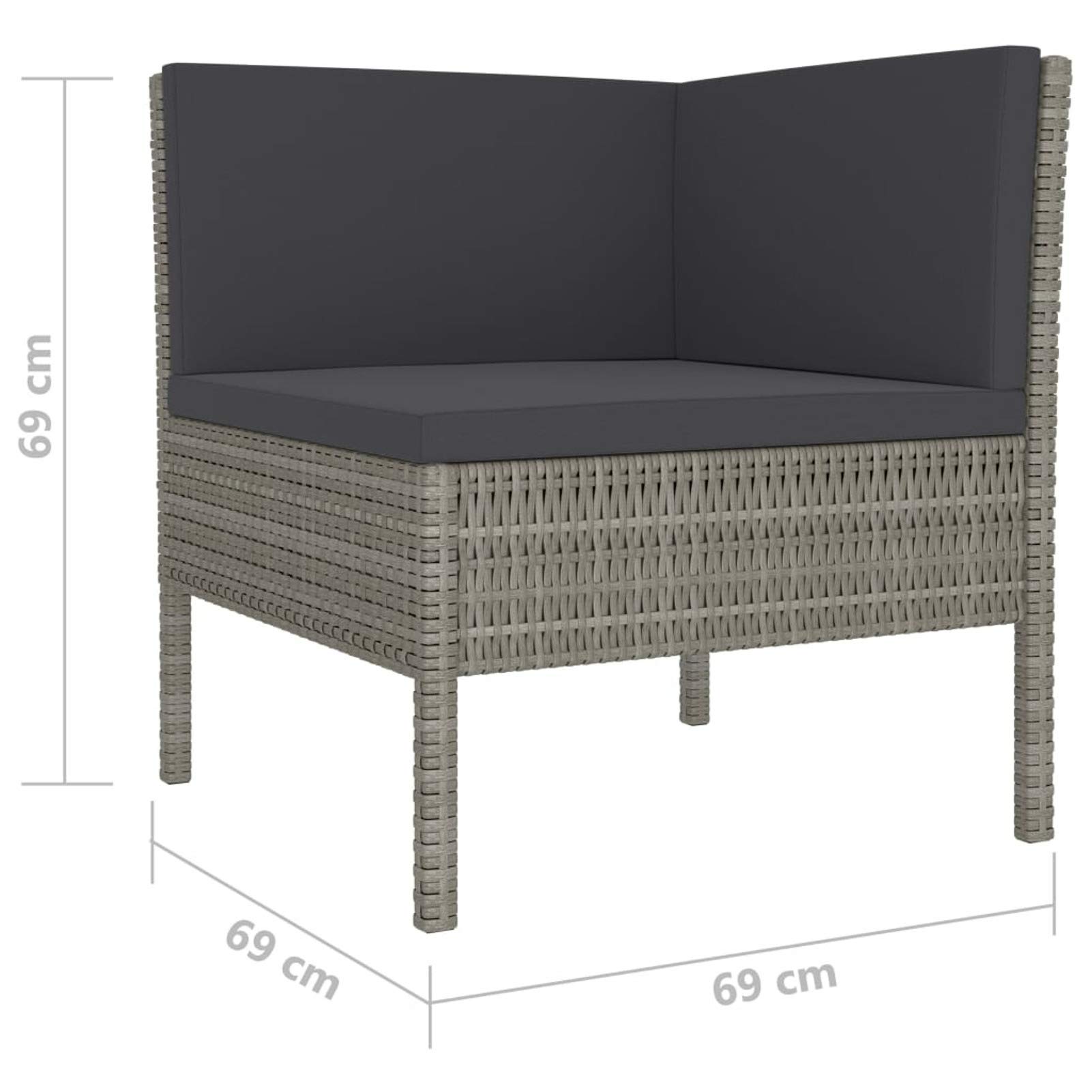 Tidyard 4-TLG. Polyrattan Garten Lounge Set mit Auflagen Lounge Sitzgruppe Gartenmöbel Garnitur Couch-Set Gartenlounge Sofa Hocker für Outdoor Garten Terrasse Poly Rattan Grau