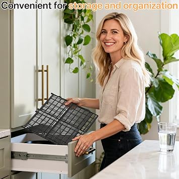 DTUQYX Spice Rack Organizer for Countertop, 3-Tier Large Capacity Foldable Metal Counter Seasoning Storage, Easy to assemble, Shelf with Guardrail and Mesh Design for Bathroom, Kitchen, Cabinet, RVs