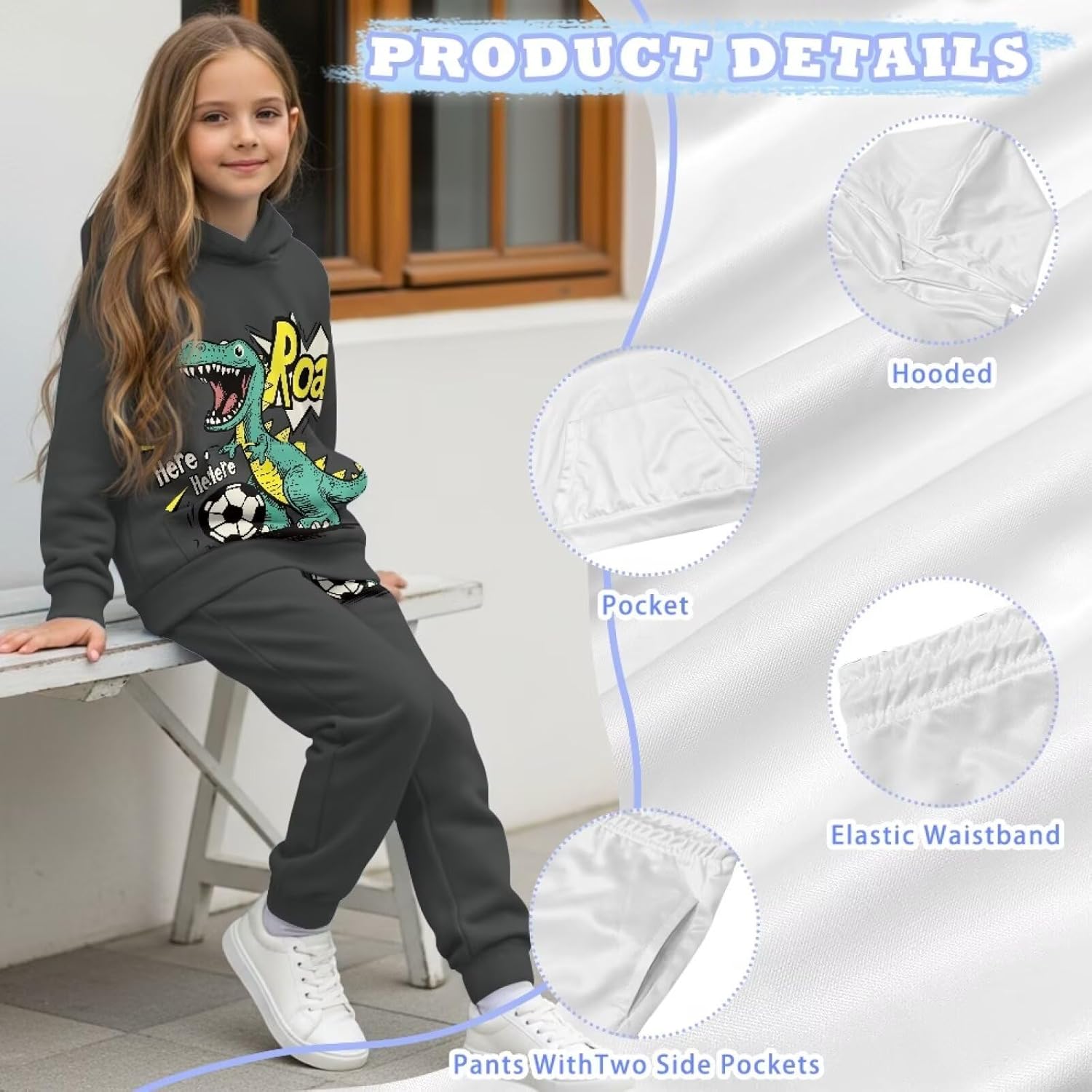 Trendy Boys Sweatsuit Set 2 Piece Hooded Sweatshirt and Jogger Pants Casual Lounge Wear Tracksuit Activewear