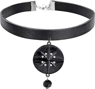 Punk Choker Necklace Black Leather Chain Pendant Guide Pattern Necklace Wild Hunt Triss Geralt Cosplay Female Gothic Jewelry for Women