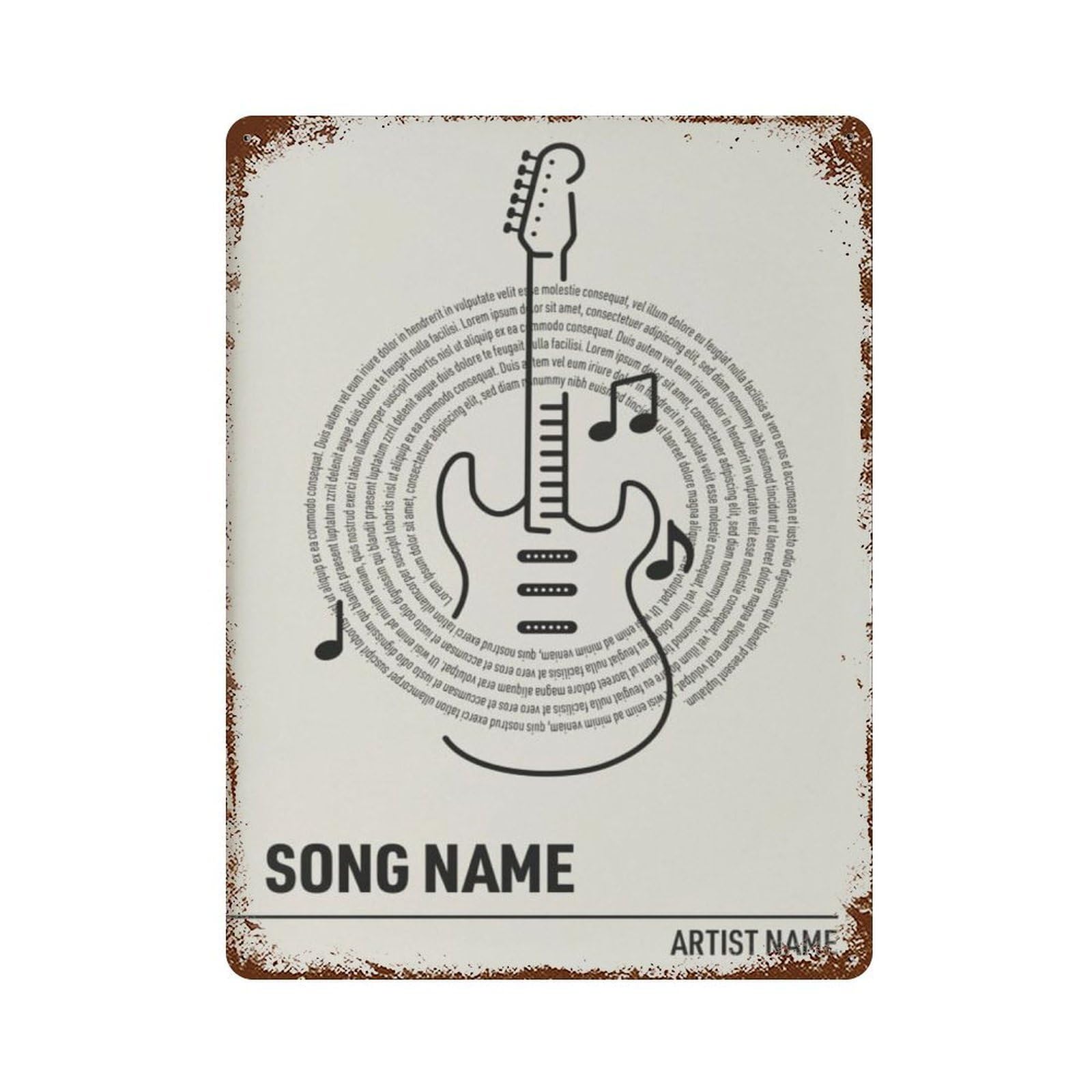 xiaoxiaoshen Custom Guitar Lyrics Personalized Song Wall Decor Art Metal Tin Poster Modern Home Decor Art Home Bar Shop Decorations Vintage Sign 40x30cm