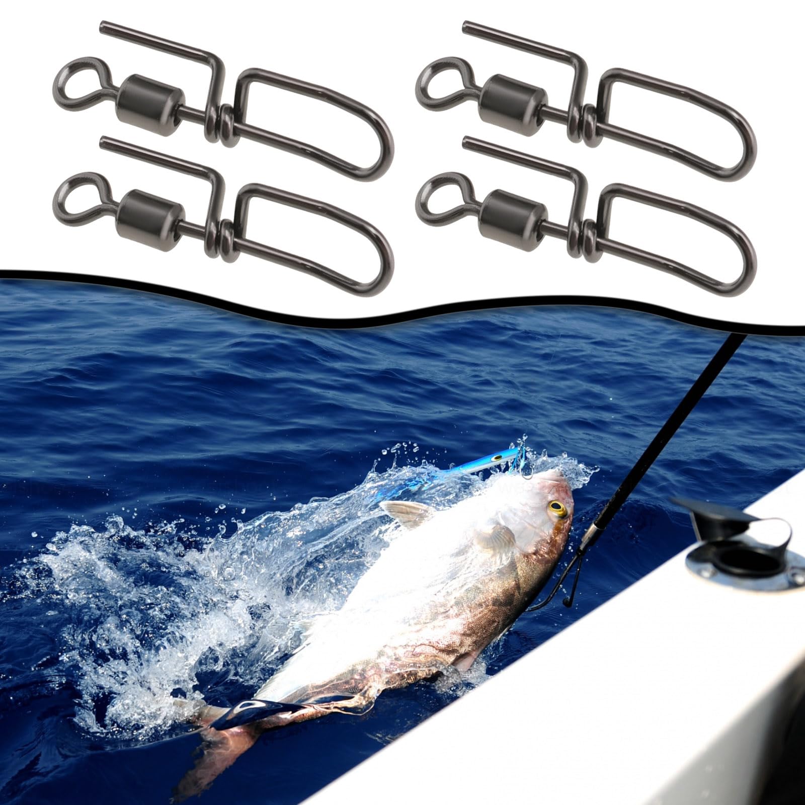 LT Easiyl 50Pcs Stainless Steel Cascade Swivels for Sea Fishing Rigs Loop Rigs Long Distance Casting Rigs Cascade Match Swivels Snaps Connector Clips Fishing Supplies