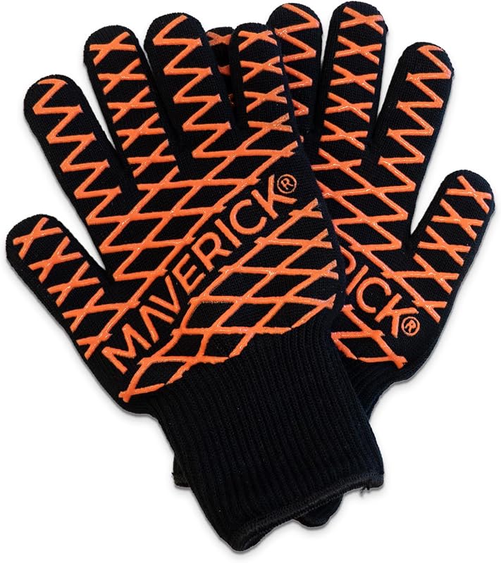 Maverick Heat Resistant Grill Gloves, BBQ & Cooking Gloves Heat Resistant to 662°F, Silicone Non-Slip Grip, Extended Wrist Protection, Washable, Fits Most Hand Sizes