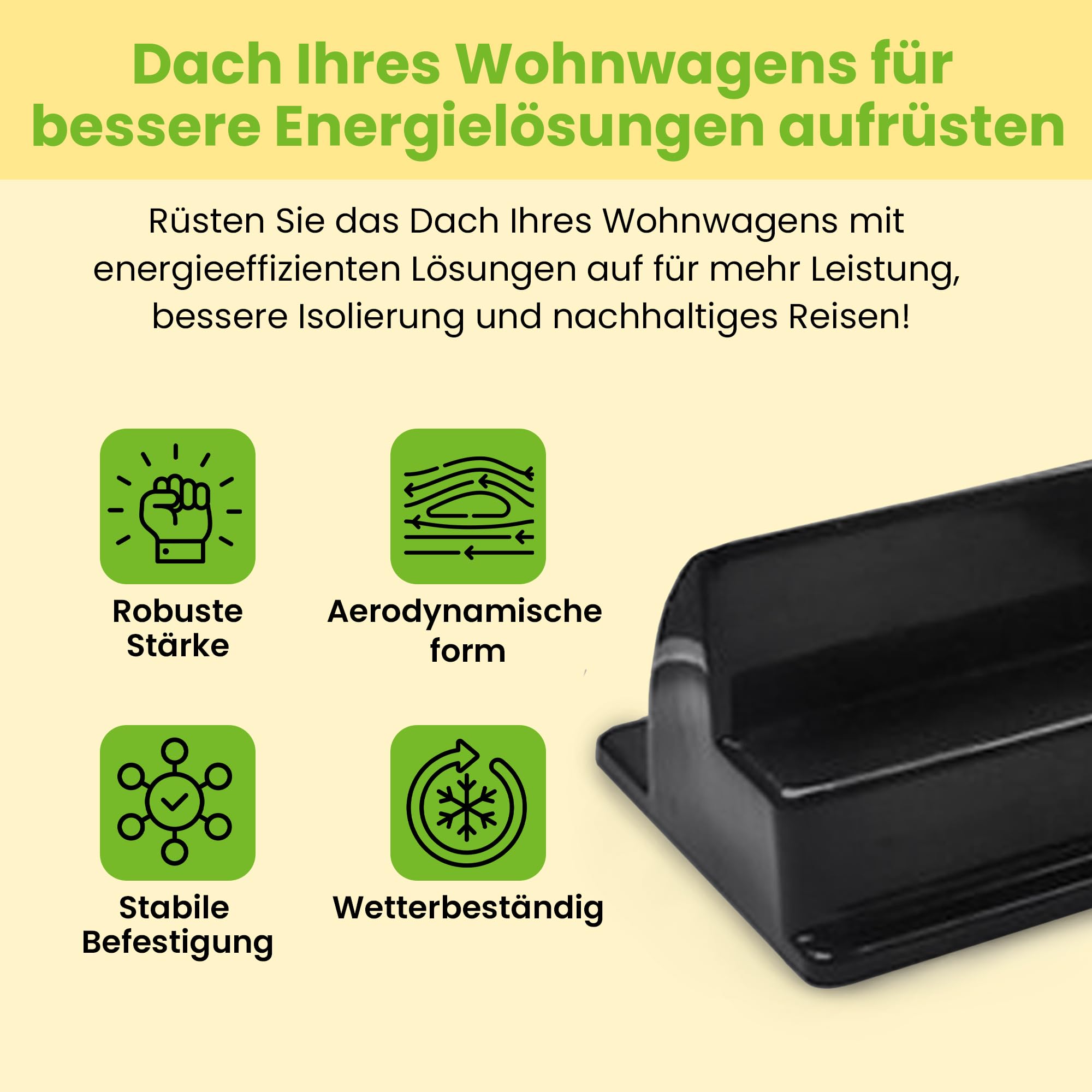 Offgridtec Spoiler Solar Dachhalterung Set von 2 (55 x 8,9 x 6,5 cm), Heavy Duty ABS PV Halterung für Solarmodule, Leicht & Stabil, Vorgebohrte Montageschraubenlöcher, Wetterfest & Langlebig, Schwarz