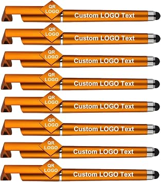Custom Pens with Name Stylus Phone Holder 100-500 Pcs, Orange