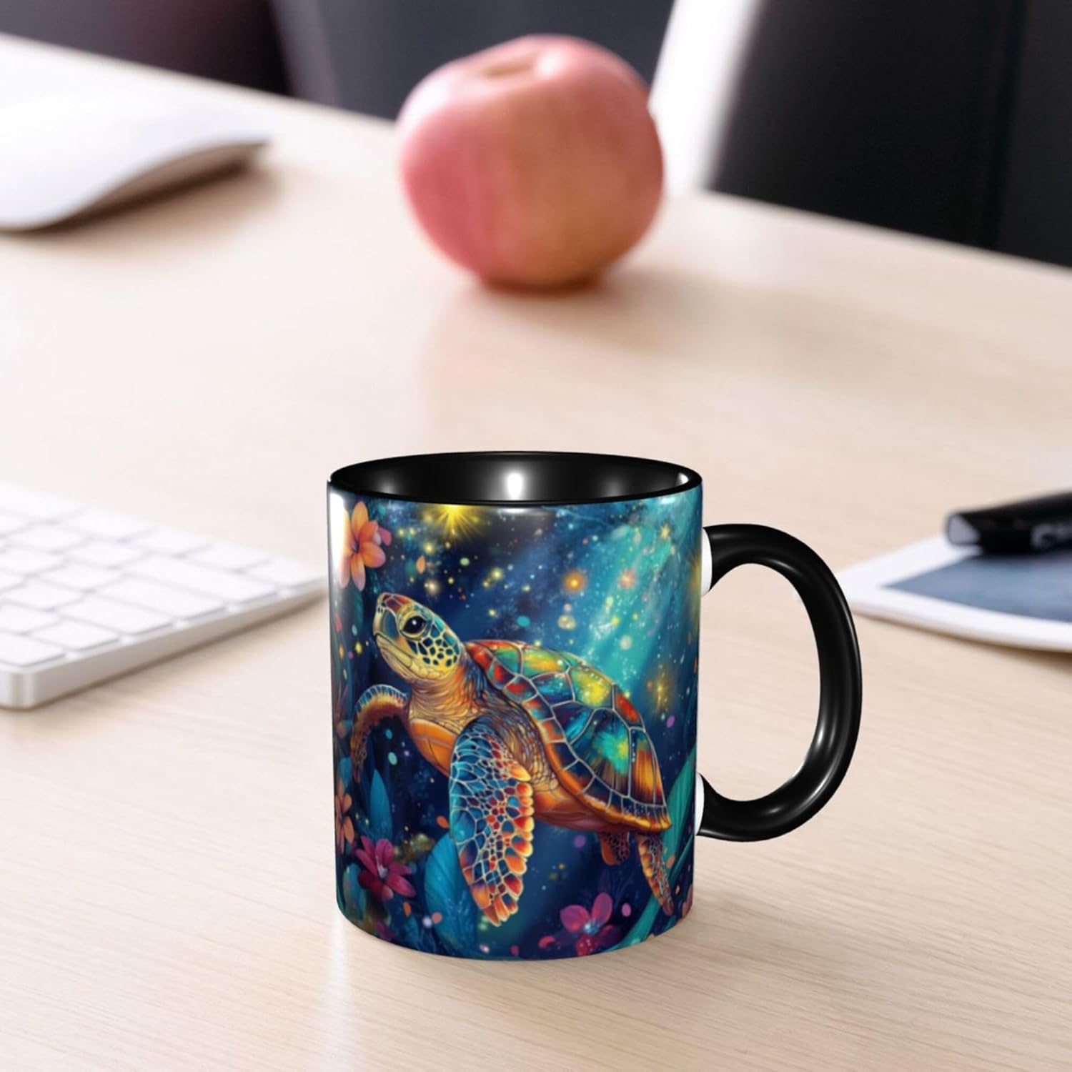 Yrebyou Sea Turtle Coffee Mug Funny Tea Cup Ceramic Mugs 11OZ with Handle Gifts for Women Men Home Office Decor - Image 7