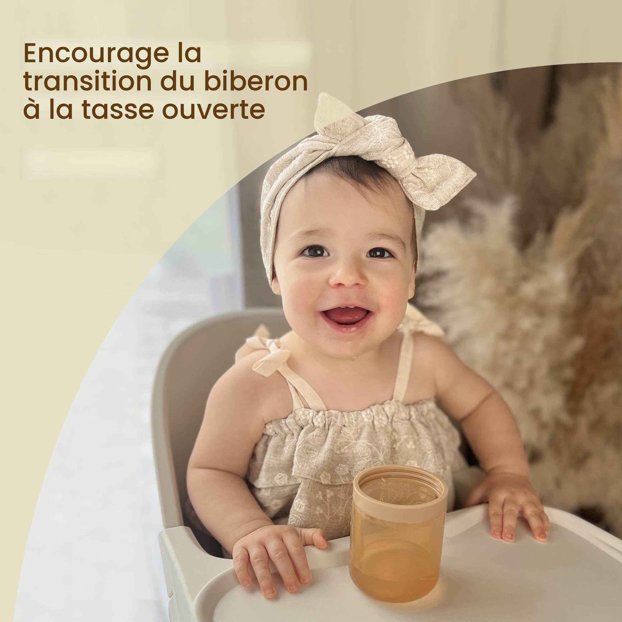 Moonkie Tasse Apprentissage Bebe, Tasse Paille Bebe en Silicone, Tasse Anti Fuite Bébé, sans BPA, Adapté au Lave-vaisselle, pour 6 Mois+, 5oz(Blush)