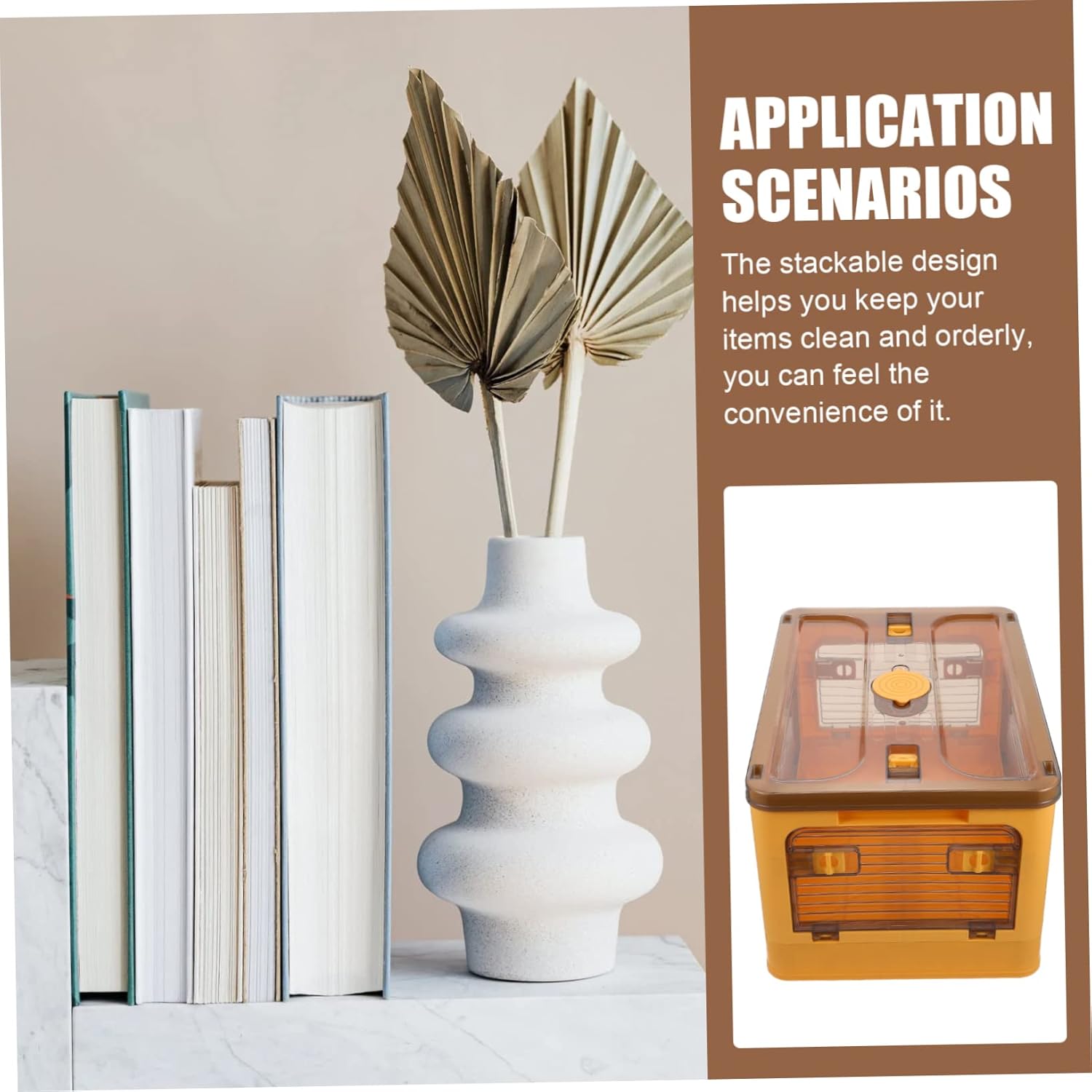 Cabilock Portable Foldable Storage Box with Lid Stackable Transparent Organizer with Wheels Space Saving PP Container for Bedroom Books Sundries Easy Access and Moving