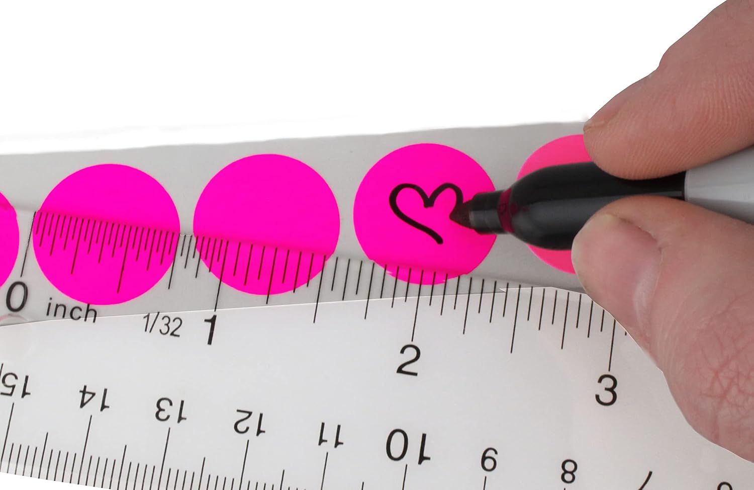 119-0003 Adhesive Dot Label, 3/4" Diameter, For Inventory and Marking, Fluorescent Pink (Roll of 1000)