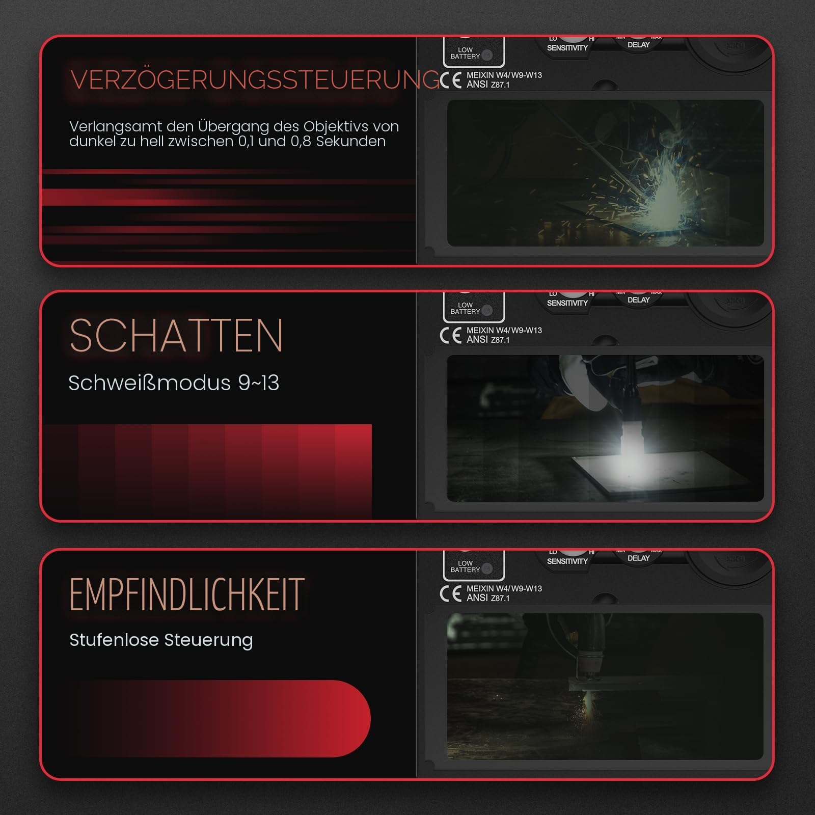 YESWELDER Schweißhelm Wahre Farbe Solarbetriebene Schweißmaske Automatischer Verdunkelung Blaulichtblockierung Breiter Schatten 4/9-13 Schweißhelm für TIG MIG ARC