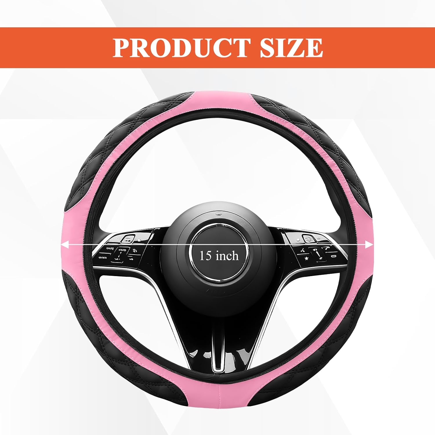 Car Steering Wheel Cover, Non-Slip Leather Steering Wheel Protector, Soft Stylish Wheels Cover Fits 15 Inch for Most Vehicles, Universal Interior Car Accessories (Pink) image 2