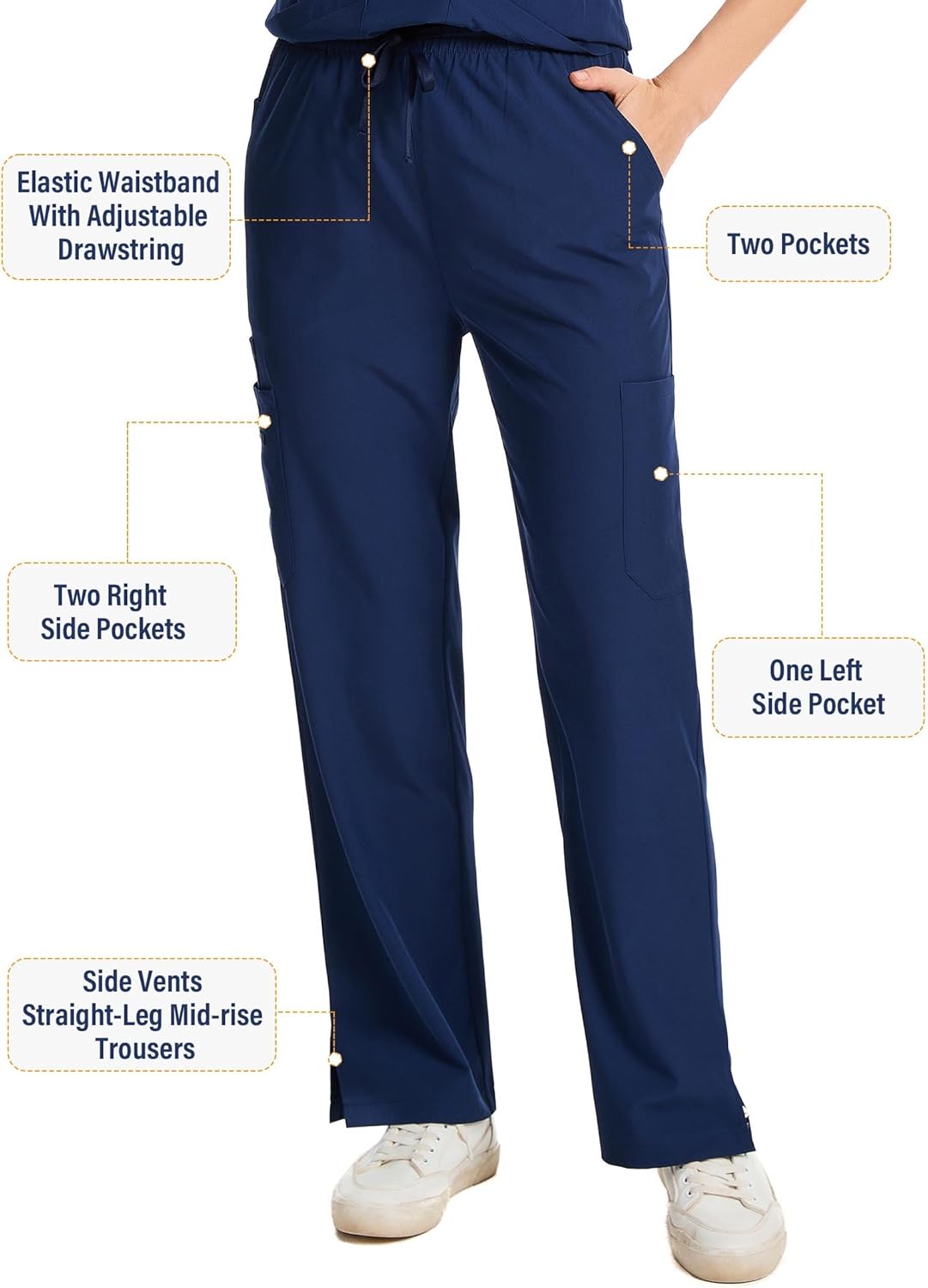 CaiDieNu Medical Scrubs for Women Set: Stretch Uniform Nursing Scrub Set V-Neck Top & Straight Leg Cargo Pants with 13 Pocket - Image 4