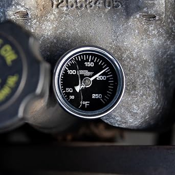 GlowShift Liquid Filled Black 250F Temperature Gauge, 1-1/2 38mm